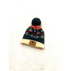 Locale Outdoor Jackson Hole Beanie Navy Red Nordic Ski Gondola Pom Hat